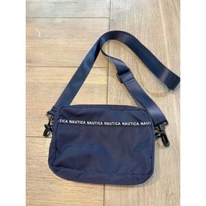 Nautica Navy Blue Nylon Crossbody Bag Adjustable Strap Logo Detail